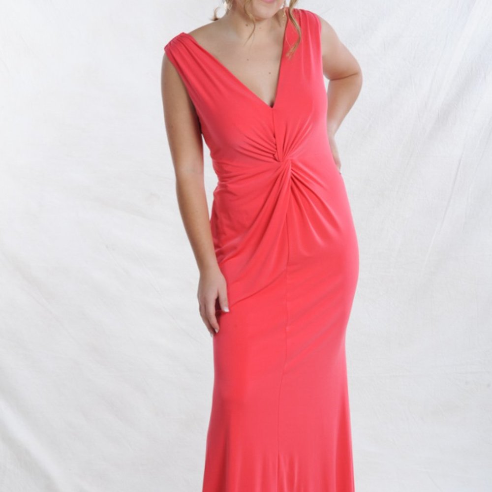 CALVIN KLEIN CORAL FULL LENGTH FORMAL GOWN~